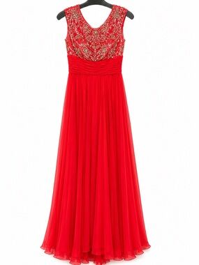 Mac Duggal 50382 Red Sleeveless Embellished Evening Gown